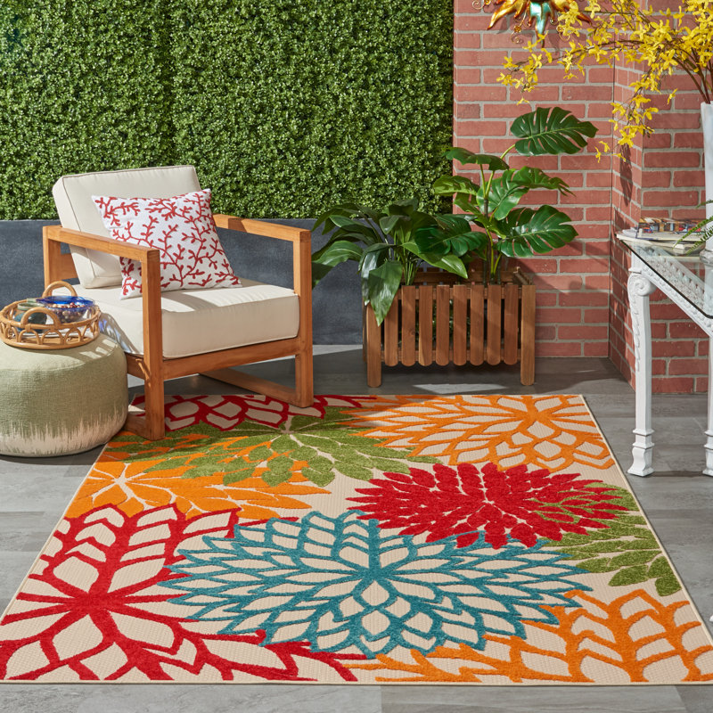 Andover Mills™ Miraloma Floral Multicolor Indoor / Outdoor Area Rug